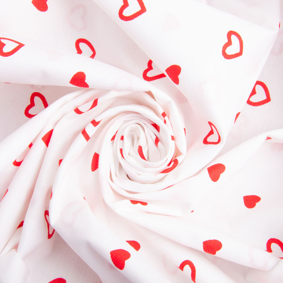 Ткань бязь ранфорс для постельного белья, хлопок, 130 гр/м2, 240 см 1,28671/50 Сердечка дрібні, фото 1