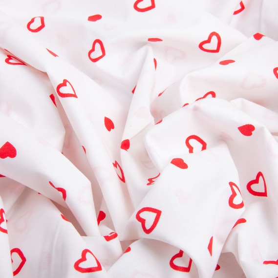 Ткань бязь ранфорс для постельного белья, хлопок, 130 гр/м2, 240 см 1,28671/50 Сердечка дрібні, фото 3