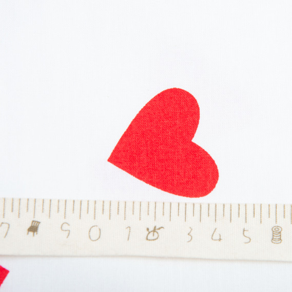 Ткань бязь ранфорс для постельного белья, хлопок, 130 гр/м2, 240 см 1140 Серденько червоне на білому, фото 5