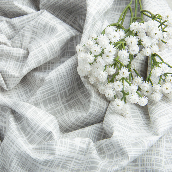 Ткань бязь ранфорс для постельного белья, хлопок, 130 гр/м2, 240 см 1,29775/94 Метелиця сіра, фото 4