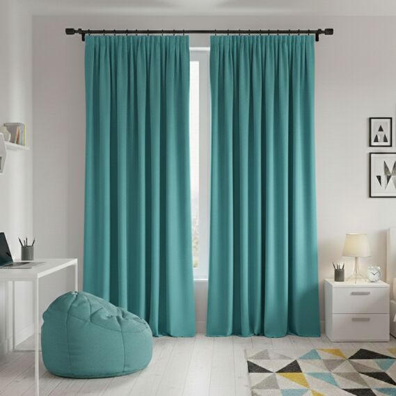 Тканина портьєрна однотонна Californiaі, 300 см, 258 гр/м2, шторна тканина, тканина для штор, штори, портьєри, гардіни, тканина для гардин V-21 бірюза, фото 4