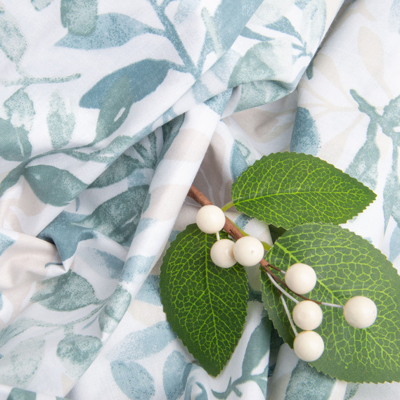 Ткань бязь ранфорс для постельного белья, хлопок, 130 гр/м2, 240 см 11.27809/29 Гілочка petrol, фото 4