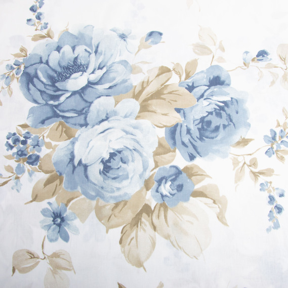 Ткань бязь ранфорс для постельного белья, хлопок, 130 гр/м2, 240 см 7.29035/29 Букет троянд денім, фото 2