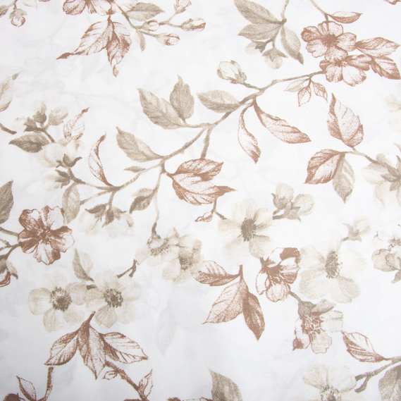 Ткань бязь ранфорс для постельного белья, хлопок, 130 гр/м2, 240 см 6.19975/35 Квітуча яблуня беж, фото 2