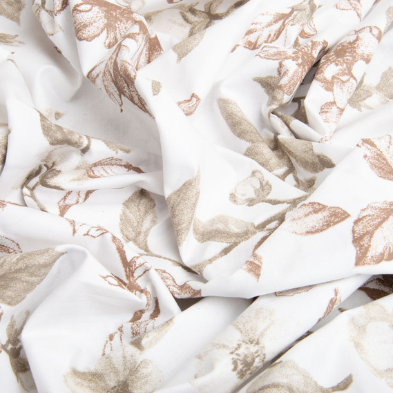 Ткань бязь ранфорс для постельного белья, хлопок, 130 гр/м2, 240 см 6.19975/35 Квітуча яблуня беж, фото 3