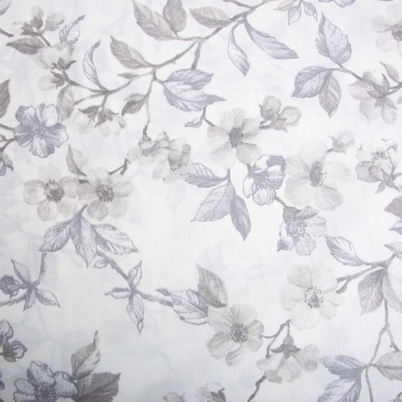 Ткань бязь ранфорс для постельного белья, хлопок, 130 гр/м2, 240 см 6.19975/33 Квітуча яблуня сіра, фото 2