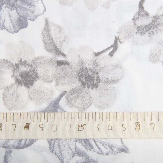 Ткань бязь ранфорс для постельного белья, хлопок, 130 гр/м2, 240 см 6.19975/33 Квітуча яблуня сіра, фото 5