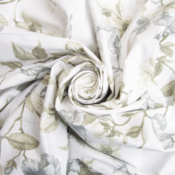 Ткань бязь ранфорс для постельного белья, хлопок, 130 гр/м2, 240 см 6.19975/52 Квітуча яблуня олива, фото 1