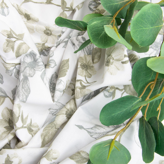 Ткань бязь ранфорс для постельного белья, хлопок, 130 гр/м2, 240 см 6.19975/52 Квітуча яблуня олива, фото 4