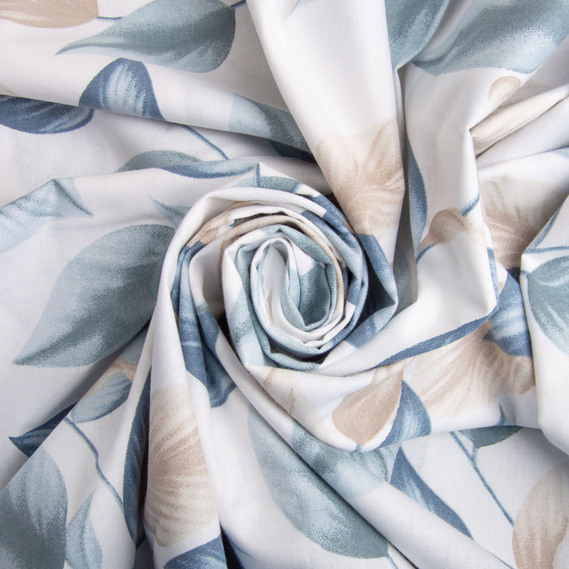 Ткань бязь ранфорс для постельного белья, хлопок, 130 гр/м2, 240 см 10.29034/25 Листя денім, фото 1