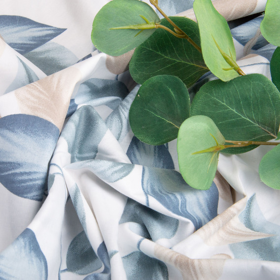 Ткань бязь ранфорс для постельного белья, хлопок, 130 гр/м2, 240 см 10.29034/25 Листя денім, фото 4