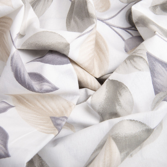 Ткань бязь ранфорс для постельного белья, хлопок, 130 гр/м2, 240 см 10.29034/16 Листя сіра, фото 3