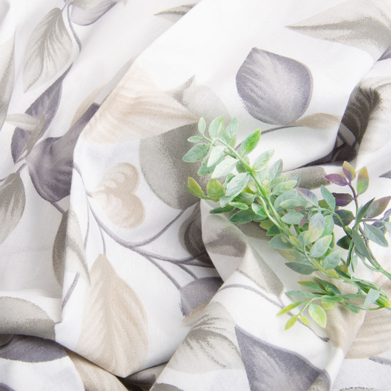 Ткань бязь ранфорс для постельного белья, хлопок, 130 гр/м2, 240 см 10.29034/16 Листя сіра, фото 4