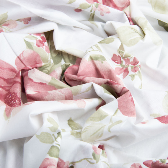 Ткань бязь ранфорс для постельного белья, хлопок, 130 гр/м2, 240 см 7.29035/10 Букет троянд пудра, фото 3