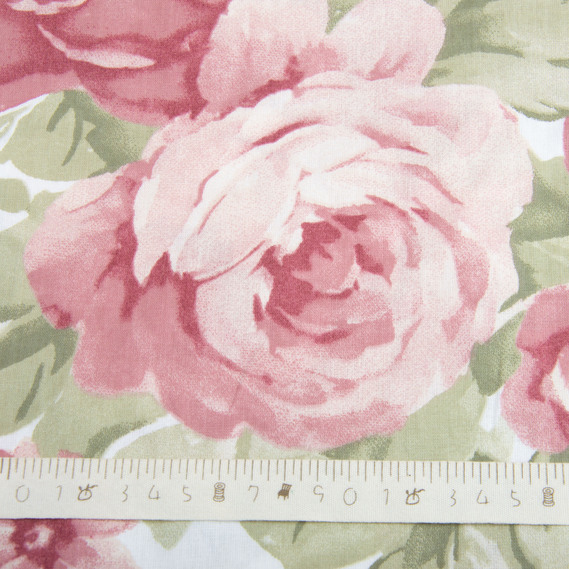 Ткань бязь ранфорс для постельного белья, хлопок, 130 гр/м2, 240 см 7.29035/10 Букет троянд пудра, фото 5