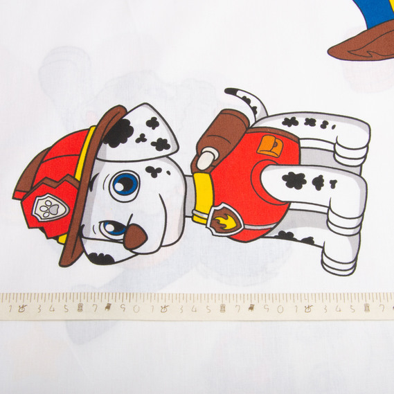 Ткань бязь ранфорс для постельного белья, хлопок, 130 гр/м2, 240 см 25090918/1 Щенячий патруль білий, фото 5