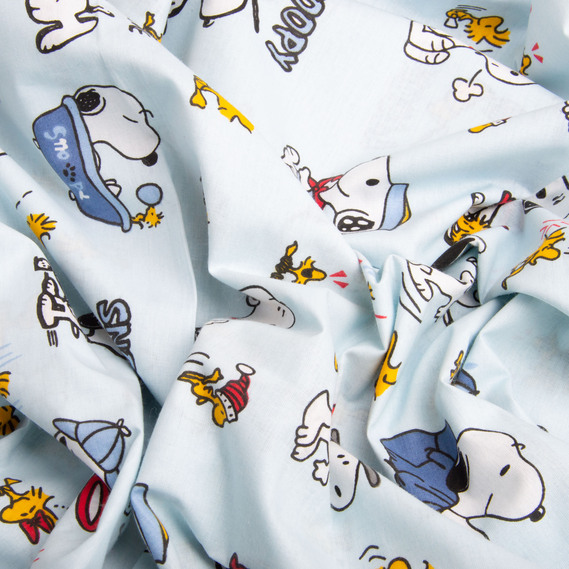 Ткань бязь ранфорс для постельного белья, хлопок, 130 гр/м2, 240 см 25011682/1 Snoopy блакитний, фото 3