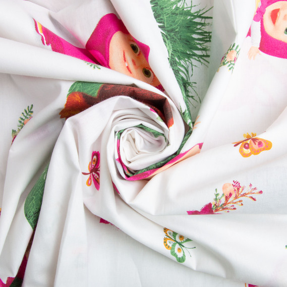 Тканина бязь ранфорс для постільної білизни, бавовна, 130 гр/м2, 240 см 25080826/1 Маша і ведмідь, фото 1