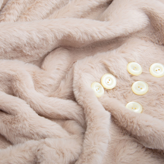 Тканина штучне хутро Кролик Крош 150 см 380 гр/м2, для одягу,  шуб, жилетів та інтер`єрного декору св.беж, фото 4