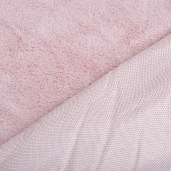 Тканина штучне хутро Кролик Крош 150 см 380 гр/м2, для одягу,  шуб, жилетів та інтер`єрного декору пудра, фото 2