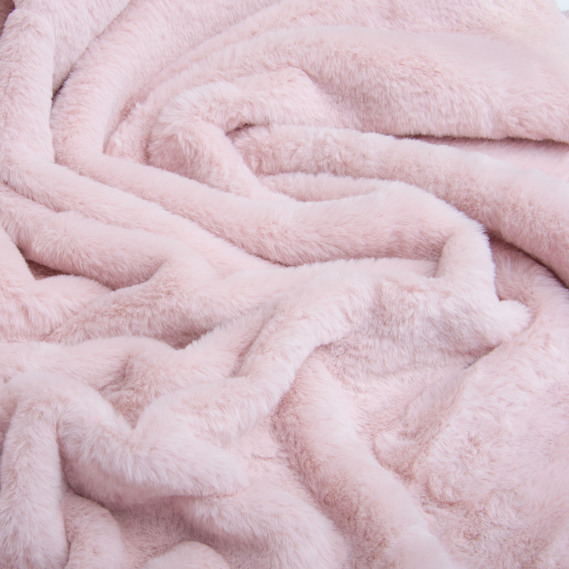 Тканина штучне хутро Кролик Крош 150 см 380 гр/м2, для одягу,  шуб, жилетів та інтер`єрного декору пудра, фото 3