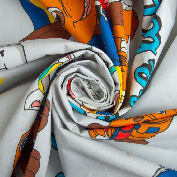 Ranfors coarse calico fabric 25090918/2 Щенячий патруль сірий, фото 1