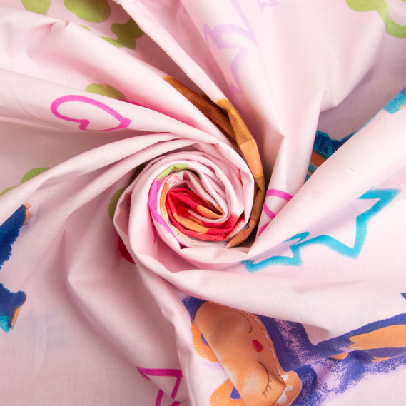 Тканина бязь ранфорс для постільної білизни, бавовна, 130 гр/м2, 240 см 25070995/7 Лабубу рожева, фото 1