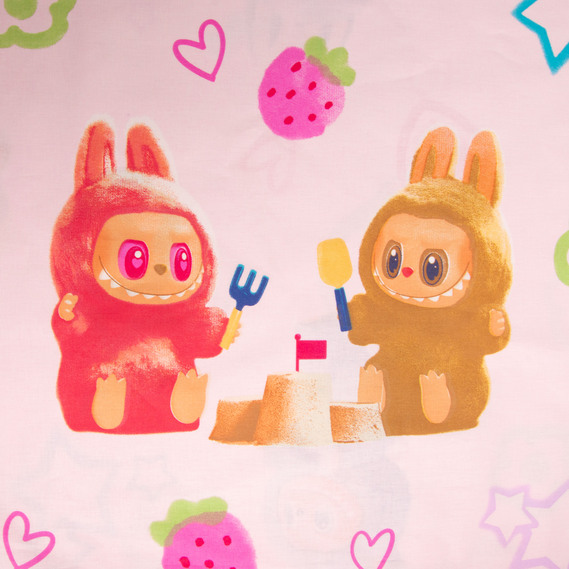 Тканина бязь ранфорс для постільної білизни, бавовна, 130 гр/м2, 240 см 25070995/7 Лабубу рожева, фото 2