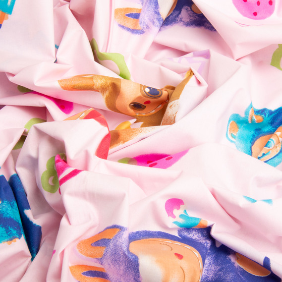 Тканина бязь ранфорс для постільної білизни, бавовна, 130 гр/м2, 240 см 25070995/7 Лабубу рожева, фото 3