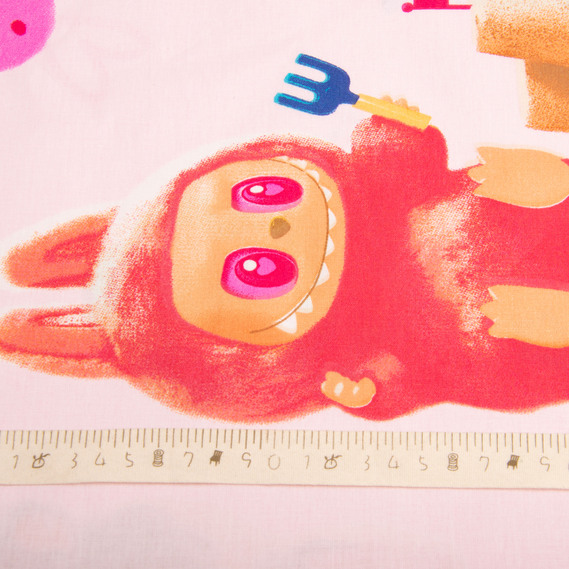 Тканина бязь ранфорс для постільної білизни, бавовна, 130 гр/м2, 240 см 25070995/7 Лабубу рожева, фото 5