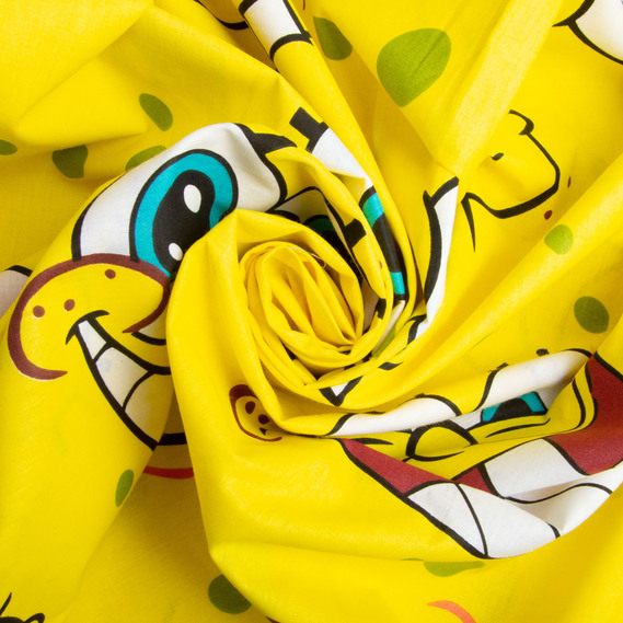 Тканина бязь ранфорс для постільної білизни, бавовна, 130 гр/м2, 240 см 25100863/4 Губка Боб, фото 1