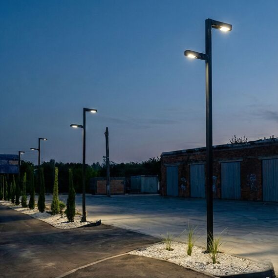 5m Modern "Loft" Street Lighting Pole, Premium Black THERMOPLASTIC Coating, 2x40W LED Fixtures Included, Made in Ukraine, фото 6