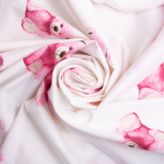 Ranfors coarse calico fabric 8110 v-4 Ведмежата рожева, фото 1