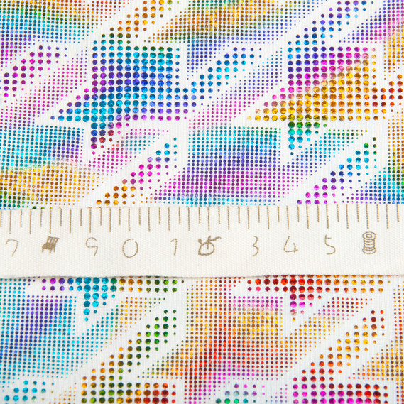 Knitted fabric Supplex Hologram 240 g/m2, stretch knitted fabric, elastic shiny fabric білий, фото 4