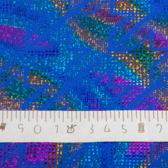Knitted fabric Supplex Hologram 240 g/m2, stretch knitted fabric, elastic shiny fabric синій, фото 4