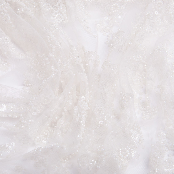 Guipure beads fabric, fancy fabric, evening dress fabric, shiny fabric біла, фото 3