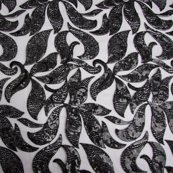 Ткань гипюр, нарядная ткань, ткань для вечерних платьев, кружевная ткань черная, фото 2