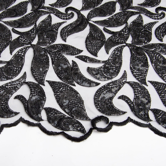 Ткань гипюр, нарядная ткань, ткань для вечерних платьев, кружевная ткань черная, фото 3