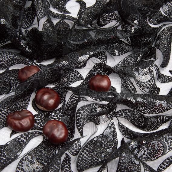 Ткань гипюр, нарядная ткань, ткань для вечерних платьев, кружевная ткань черная, фото 5