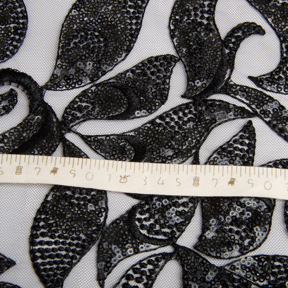 Ткань гипюр, нарядная ткань, ткань для вечерних платьев, кружевная ткань черная, фото 6