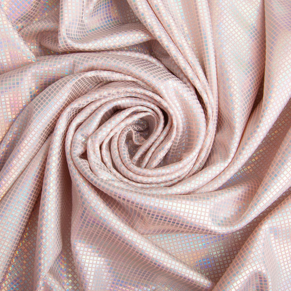 Hologram stretch knit fabric 200 gsm 145 cm shiny and elastic for evening outfits, carnival costumes, and accessories персик, фото 1