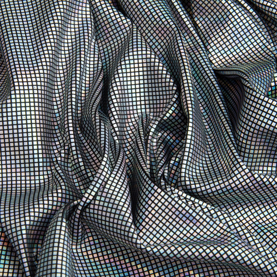Hologram stretch knit fabric 200 gsm 145 cm shiny and elastic for evening outfits, carnival costumes, and accessories чорна, фото 2