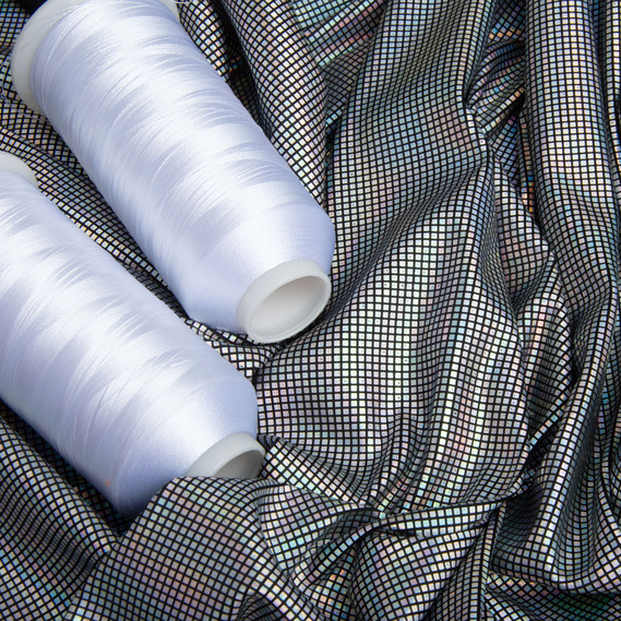 Hologram stretch knit fabric 200 gsm 145 cm shiny and elastic for evening outfits, carnival costumes, and accessories чорна, фото 3