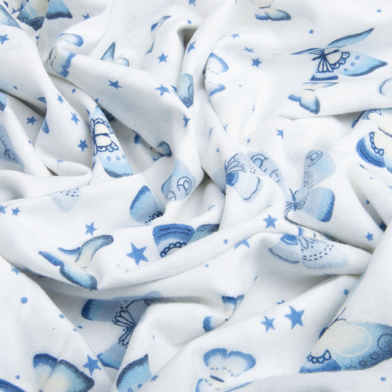 Тканина фланель бавовна 240 см 170 гр/м2, м`яка тканина для постільної білизни, пелюшок 11.23616/22 Метелики синя, фото 3