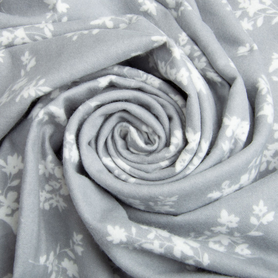 Cotton flannel fabric, 240 cm wide 170 g/m2 soft fabric suitable for bedding and baby swaddles 1.29002/2 Букетик сіра, фото 1
