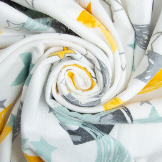 Cotton flannel fabric, 240 cm wide 170 g/m2 soft fabric suitable for bedding and baby swaddles 9.23329/5 Комета сіра, фото 1