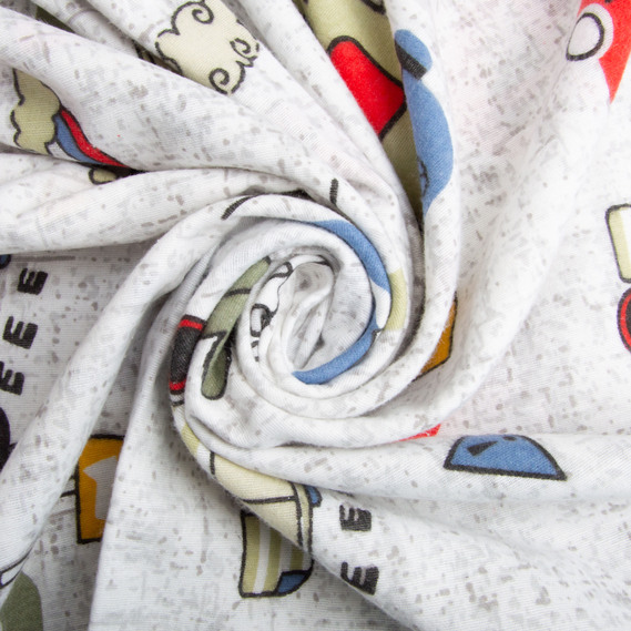 Cotton flannel fabric, 240 cm wide 170 g/m2 soft fabric suitable for bedding and baby swaddles 10.27285/6 Автомобілі сіра, фото 1