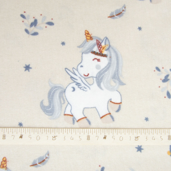 Cotton flannel fabric, 240 cm wide 170 g/m2 soft fabric suitable for bedding and baby swaddles 10.28297/22 Єдиноріг беж, фото 5