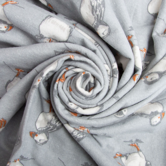 Cotton flannel fabric, 240 cm wide 170 g/m2 soft fabric suitable for bedding and baby swaddles Пташка сіра, фото 1