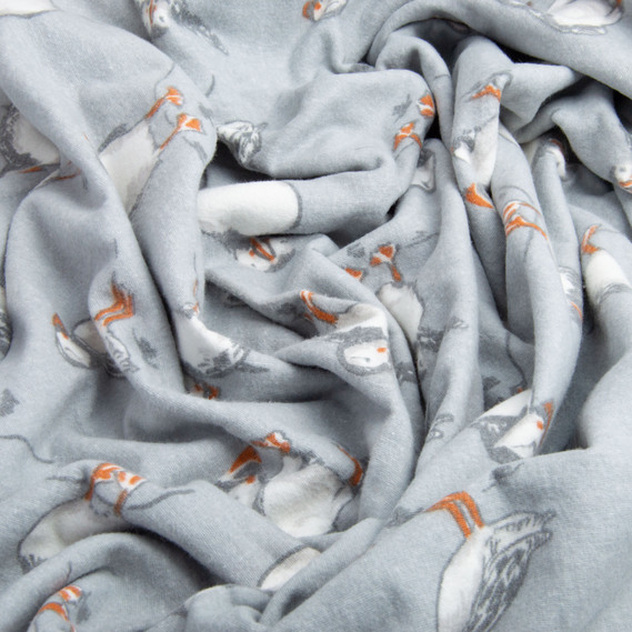 Cotton flannel fabric, 240 cm wide 170 g/m2 soft fabric suitable for bedding and baby swaddles Пташка сіра, фото 3